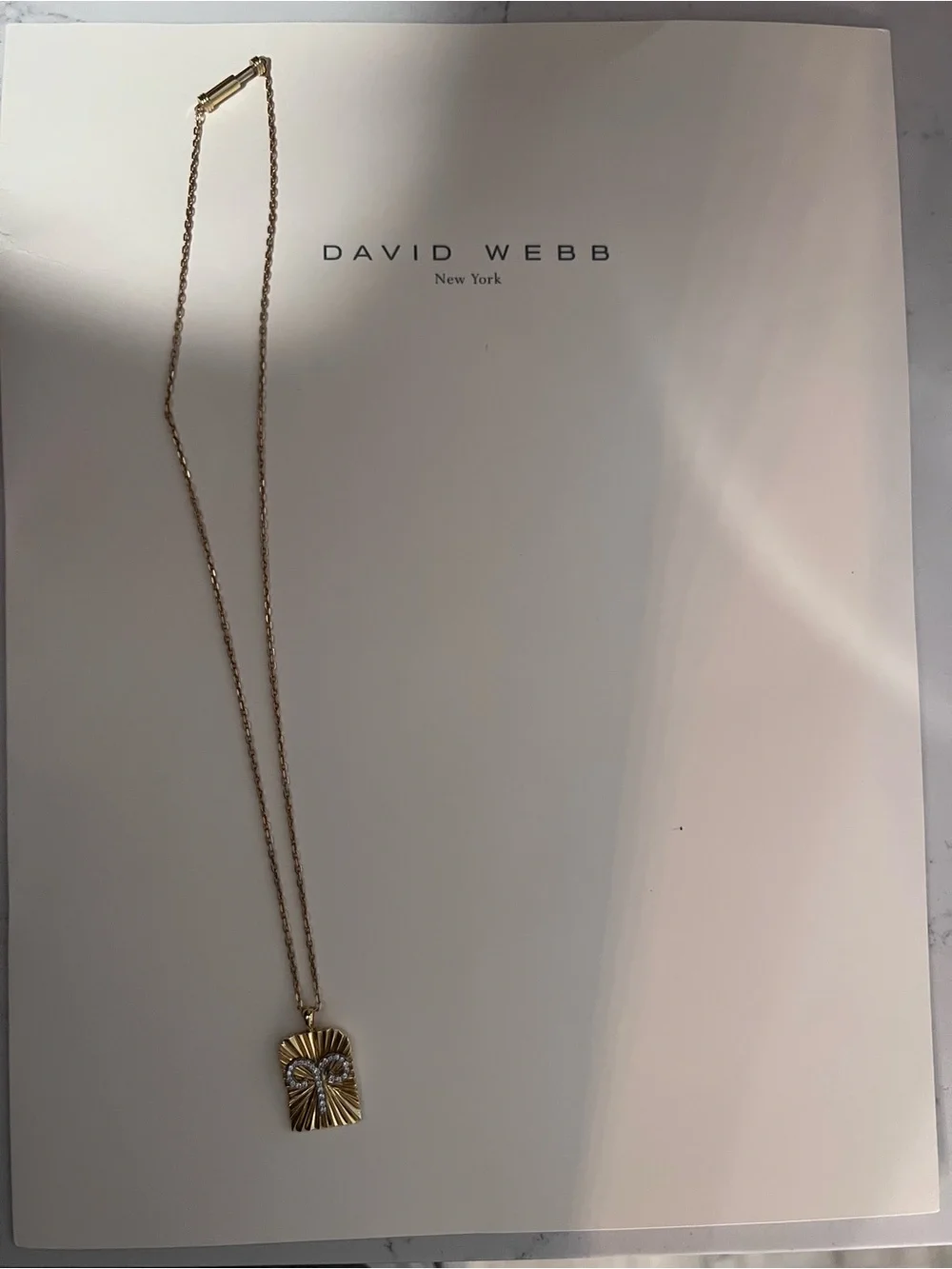 Gold-Tone Radiant Rectangle Pendant Necklace with Crystal Detail